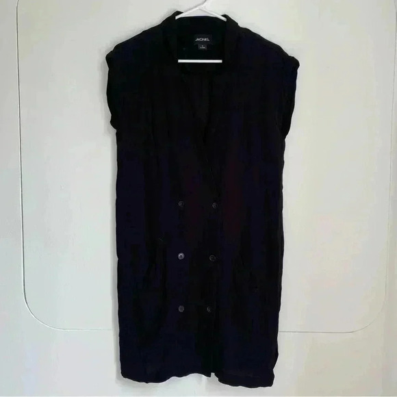 Monki Dresses & Skirts - Monki Black Sleeveless Double Breasted Shirt Vest Dress with Pockets S